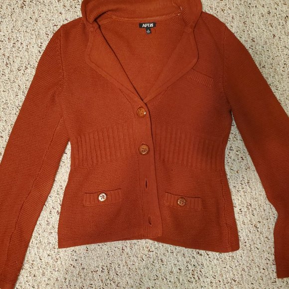 APT. 9 Burnt Orange Button Up Cardigan Sweater - Women Size Medium - Picture 3 of 3